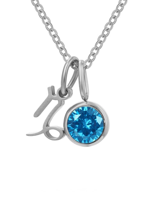 December Lake Blue Capricorn Steel Stainless steel Birthstone Constellation Cute Necklace