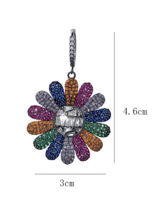 SUUTO Brass Cubic Zirconia Multi Color Flower Statement Cluster Earring 3