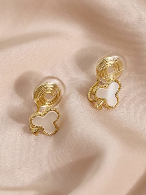 14k gold Brass Shell Flower Cute Clip Earring
