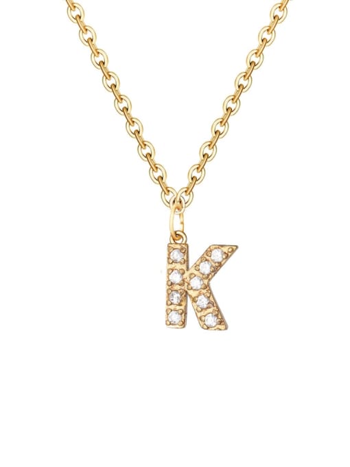 K 14 K gold Stainless steel Cubic Zirconia Letter Minimalist Necklace