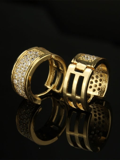 renchi Brass Cubic Zirconia Round Vintage Huggie Earring 3