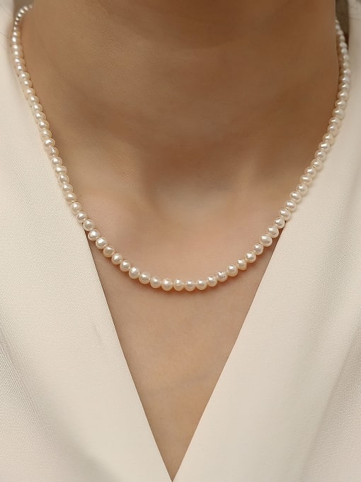 HYACINTH Brass Imitation Pearl Geometric Minimalist Beaded Trend Korean Fashion Necklace 0