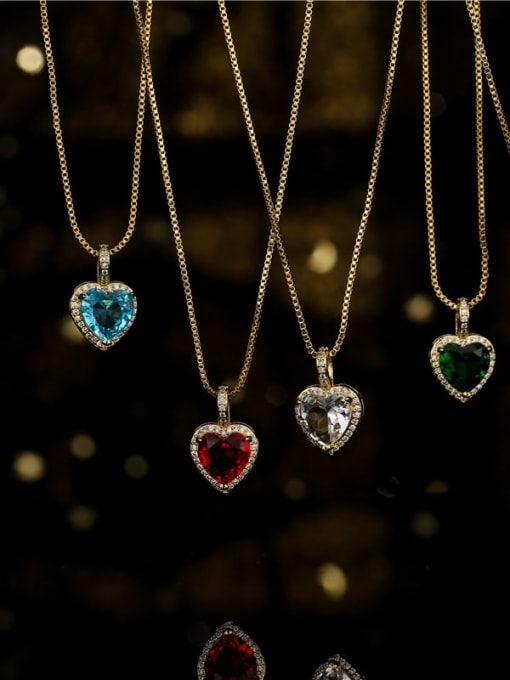 AOG Brass Cubic Zirconia Trend Heart  Pendant Necklace 2