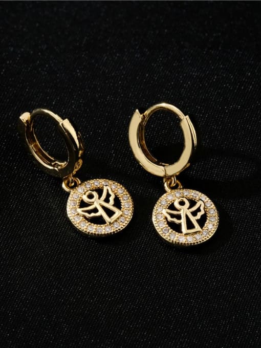 AOG Brass Cubic Zirconia Angel Vintage Huggie Earring 2