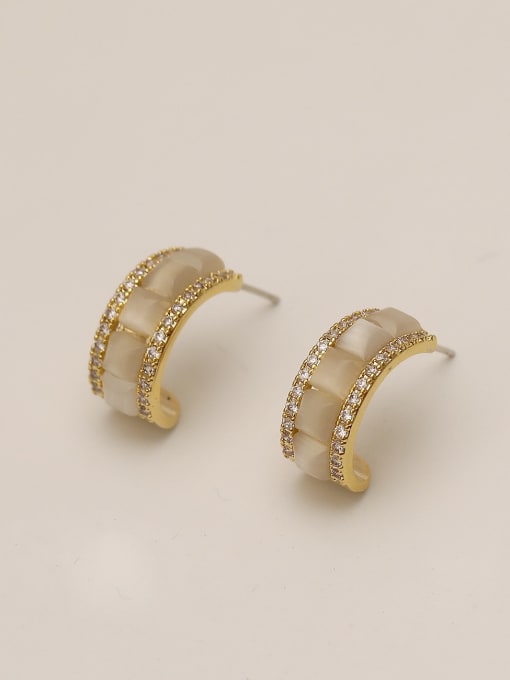 HYACINTH Brass Shell Round Minimalist Stud Trend Korean Fashion Earring 4
