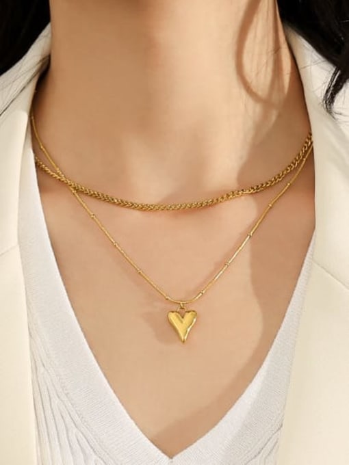 Five Color Titanium Steel Heart Minimalist Necklace 3