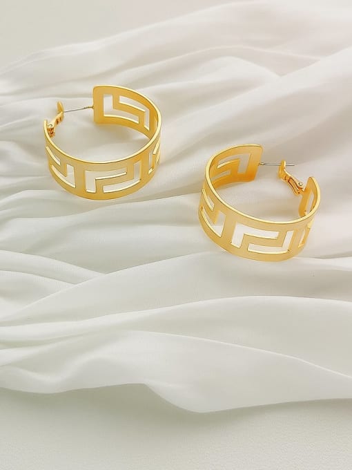 Dumb gold Copper Geometric Minimalist Hoop Trend Korean Fashion Earring