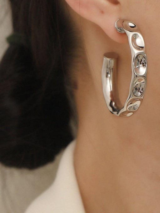 HYACINTH Brass Geometric Minimalist Hoop Trend Korean Fashion Earring 1