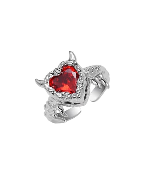 TINGS Brass Cubic Zirconia Heart Vintage Band Ring