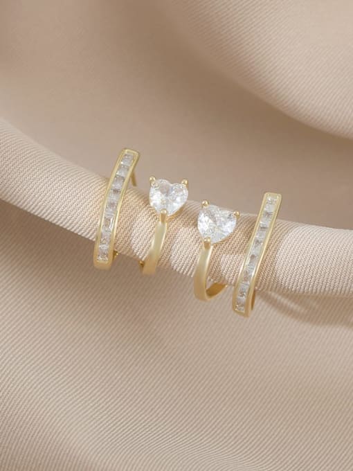 Gold ED65592 Brass Cubic Zirconia Heart Dainty Stud Earring