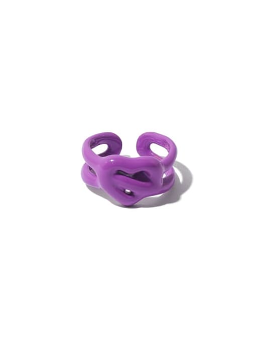 Purple drop oil Zinc Alloy Enamel Geometric Trend Band Ring
