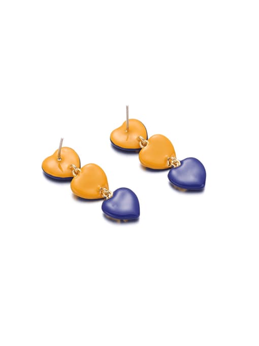 Five Color Brass Enamel Heart Minimalist Drop Earring 3
