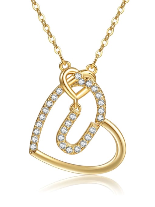 U gold Brass Cubic Zirconia Heart Minimalist  Letter Pendant Necklace