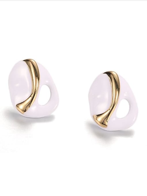 Clause 6 (2.9cm*1.5cm) Brass Enamel Geometric Minimalist Huggie Earring