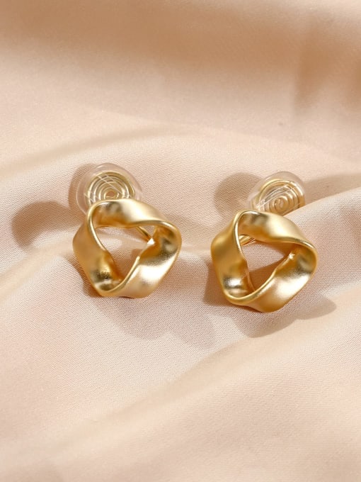 HYACINTH Brass Holllow Geometric Minimalist Clip Earring 2