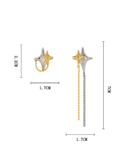 HYACINTH Brass Cubic Zirconia Star Trend Threader Earring 4