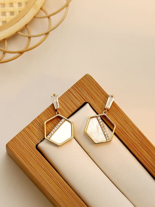 HYACINTH Copper Shell Geometric Dainty Drop Trend Korean Fashion Earring 1