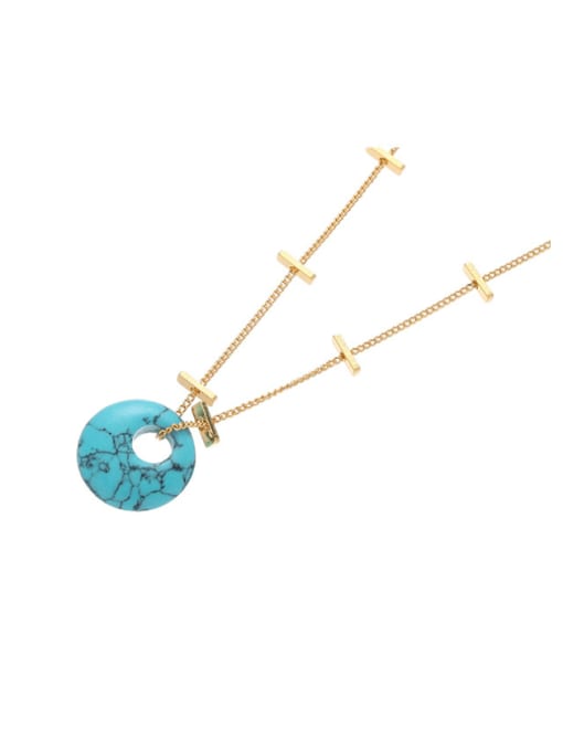 ACCA Brass Turquoise Geometric Vintage Necklace 2