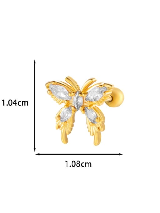 11 Golden Yellow Stainless steel Cubic Zirconia Heart Trend Single Earring