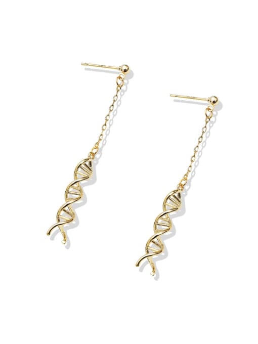 14K gold Copper Hollow Geometric Minimalist Threader Trend Korean Fashion Earring