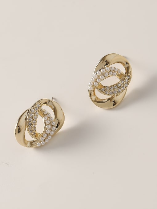 HYACINTH Brass Cubic Zirconia Geometric Vintage Stud Trend Korean Fashion Earring 0