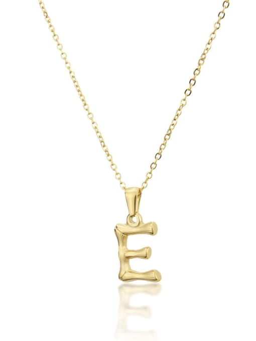 E Titanium Rhinestone minimalist letter Pendant Necklace