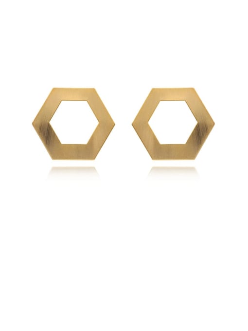 HYACINTH Copper Hollow Hexagon Minimalist Stud Trend Korean Fashion Earring 0