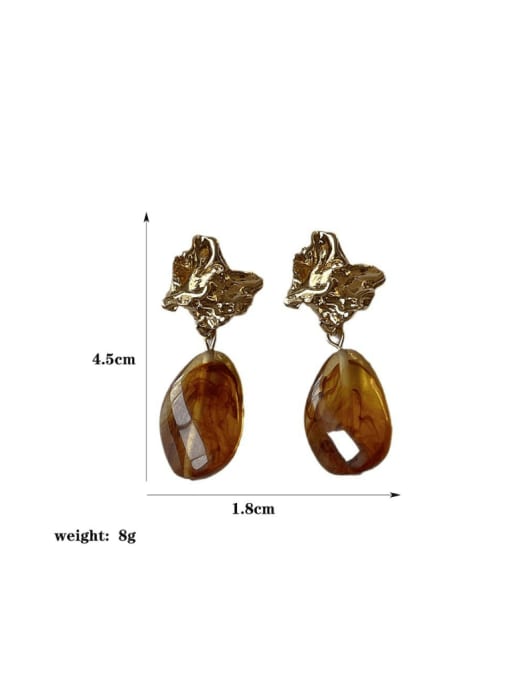 ZRUI Brass Resin Geometric Vintage Drop Earring 1