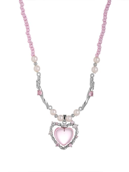 TINGS Brass Resin Pink Heart Trend Necklace 2