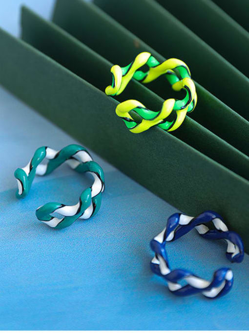 Five Color Zinc Alloy Enamel Geometric Minimalist Stackable Ring 2