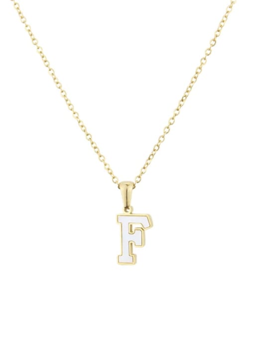F Steinless steel shell minimalist 26 letter Pendant Necklace