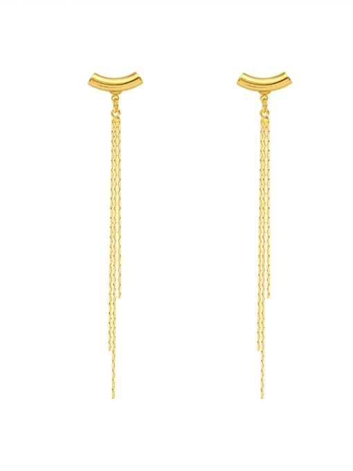 HYACINTH Brass Tassel Minimalist Threader Earring 2