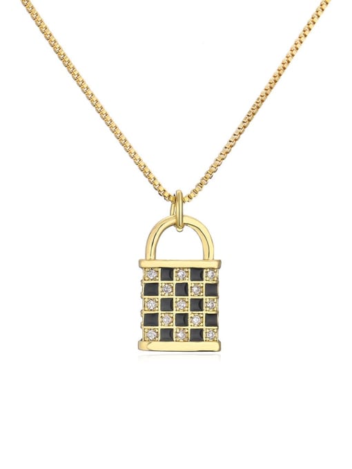 22284 Brass Cubic Zirconia Locket Vintage Necklace