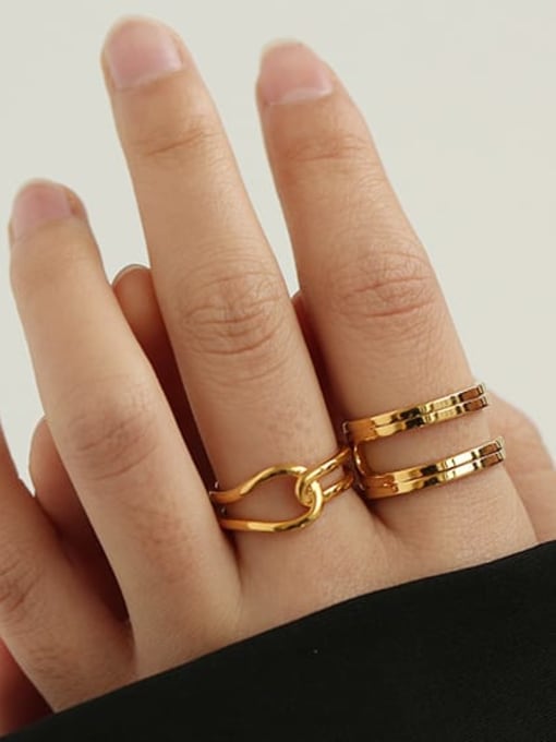 ACCA Brass Geometric line Vintage Stackable Ring 1