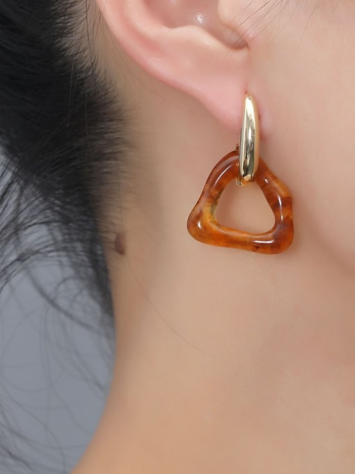 HYACINTH Brass Resin Geometric Minimalist Drop Earring 1
