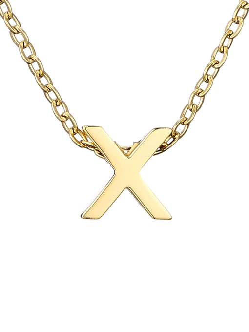 X 14 K gold Titanium Letter Minimalist Initials Pendant Necklace