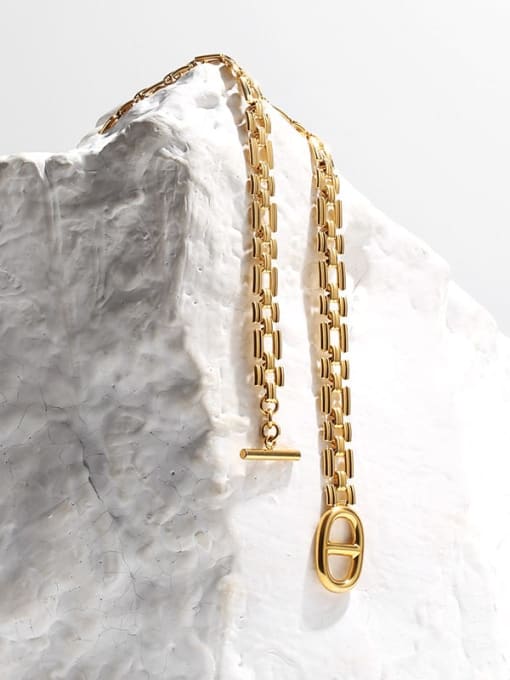 TINGS Brass Hollow  Geometric  Chain Vintage Necklace