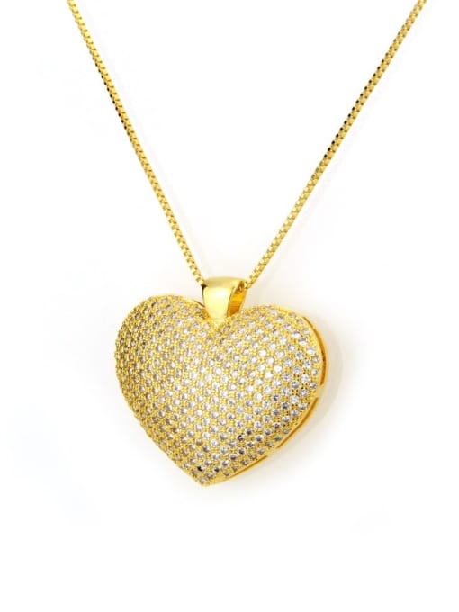 renchi Brass Cubic Zirconia Heart Dainty Necklace