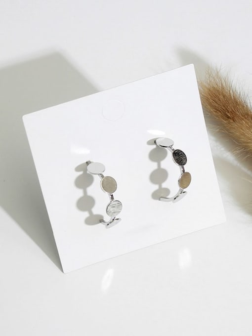 white K Copper Smooth Geometric Minimalist Drop Trend Korean Fashion Earring