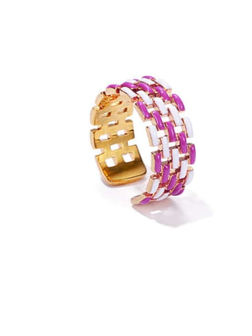 White and purple Brass Enamel Geometric Vintage Band Ring
