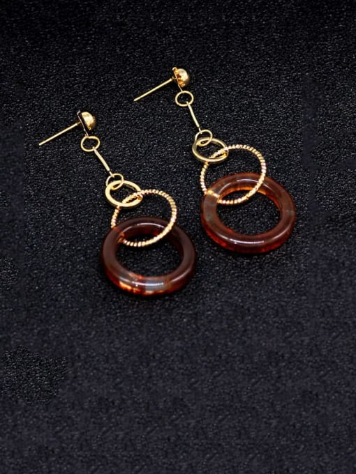 HYACINTH Copper Acrylic Round Minimalist Drop Trend Korean Fashion Earring 1