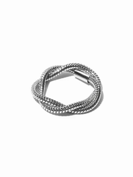 Double ring Titanium Steel Geometric Vintage Stackable Ring