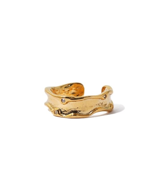 Gold ring transparent zircon Brass Cubic Zirconia Irregular Vintage Band Ring