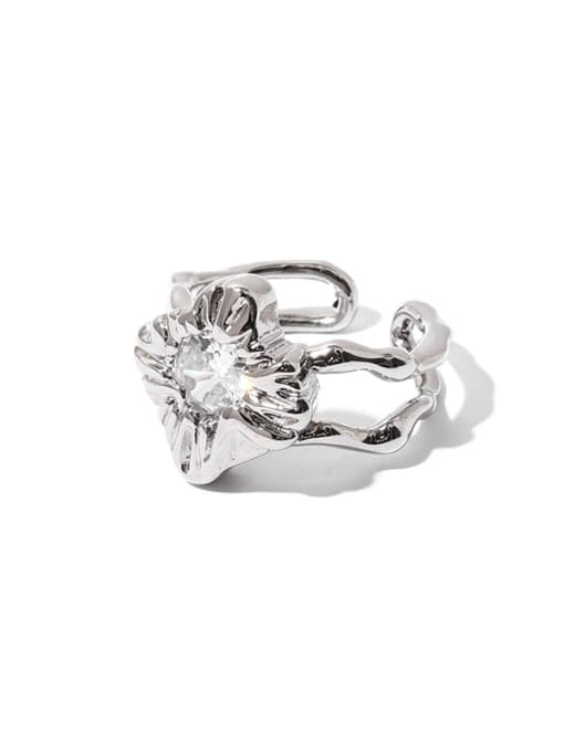 TINGS Brass Cubic Zirconia Water Drop Vintage Band Ring