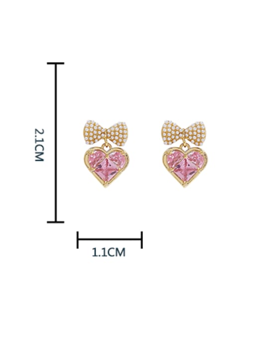 HYACINTH Brass Cubic Zirconia Heart Cute Drop Earring 1