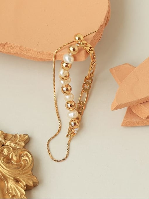 Five Color Brass Imitation Pearl Tassel Hip Hop Single Earring (Only One) 3