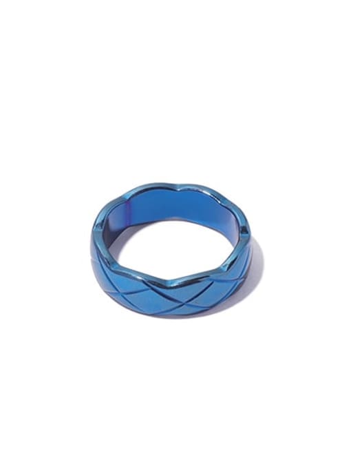 (narrow )  blue Titanium Steel Enamel Geometric Minimalist Band Ring