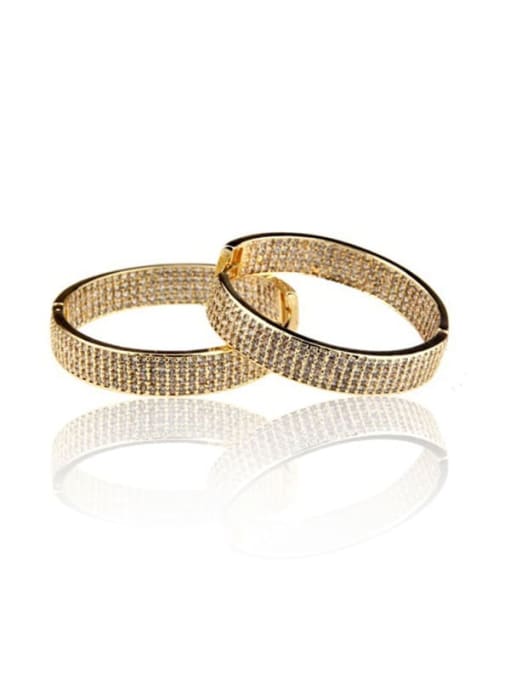 gold-plated Brass Round Cubic Zirconia  Minimalist Hoop Earring