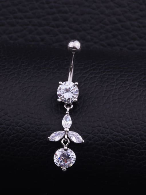 HISON Stainless steel Cubic Zirconia Water Drop Hip Hop Belly Rings & Belly Bars 2