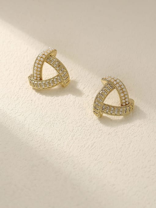 HYACINTH Brass Cubic Zirconia Triangle Minimalist Stud Trend Korean Fashion Earring 0